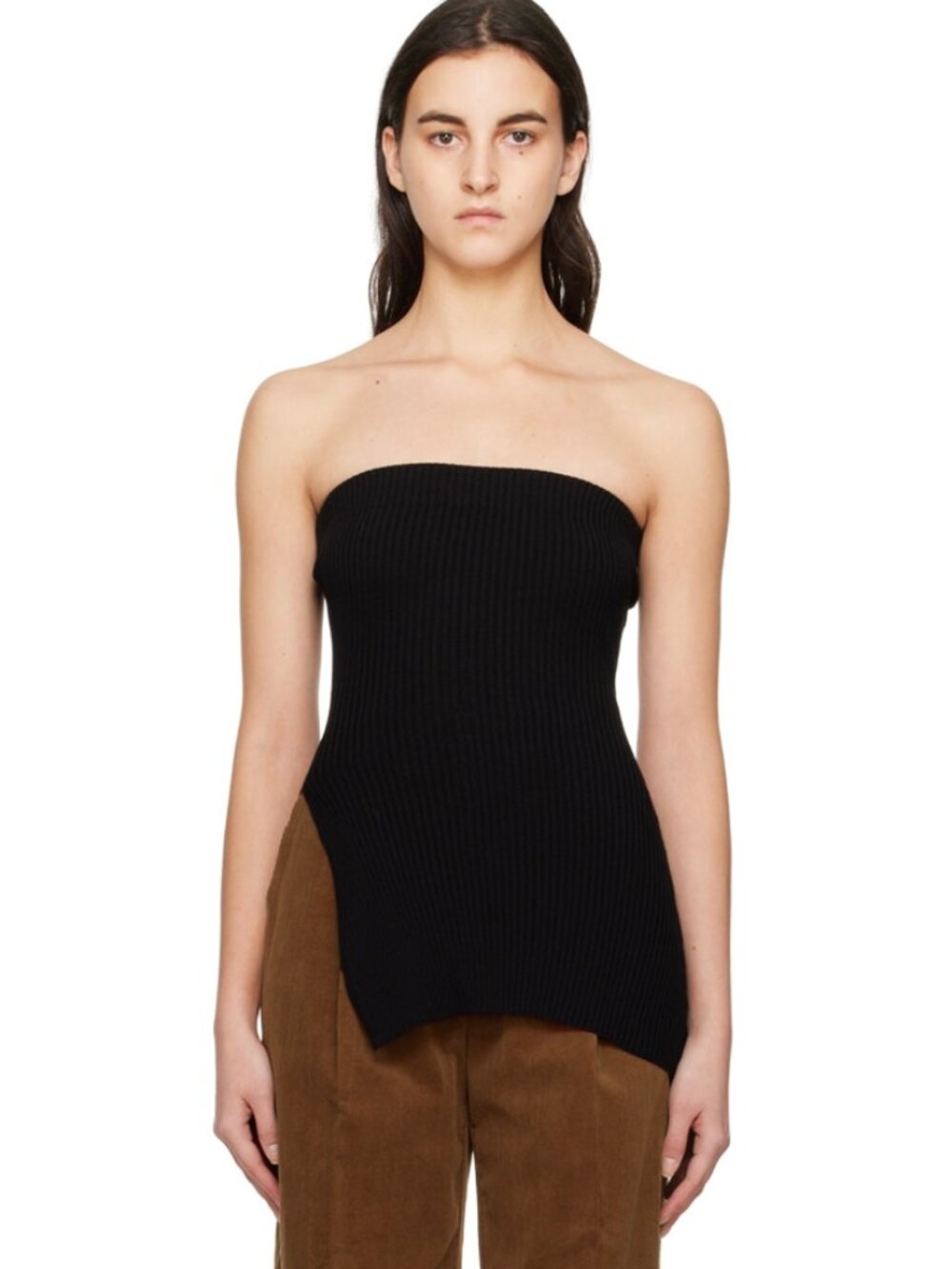 DRAE Black Ribbed Tube Top